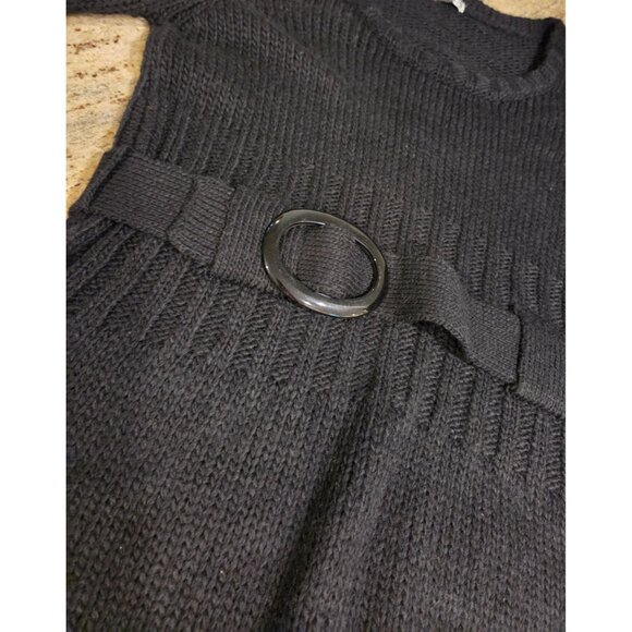 W D NY Women's Size M  Black Belted Sweater Wool Blend Cute Goth Retro 80's Look - Picture 6 of 14